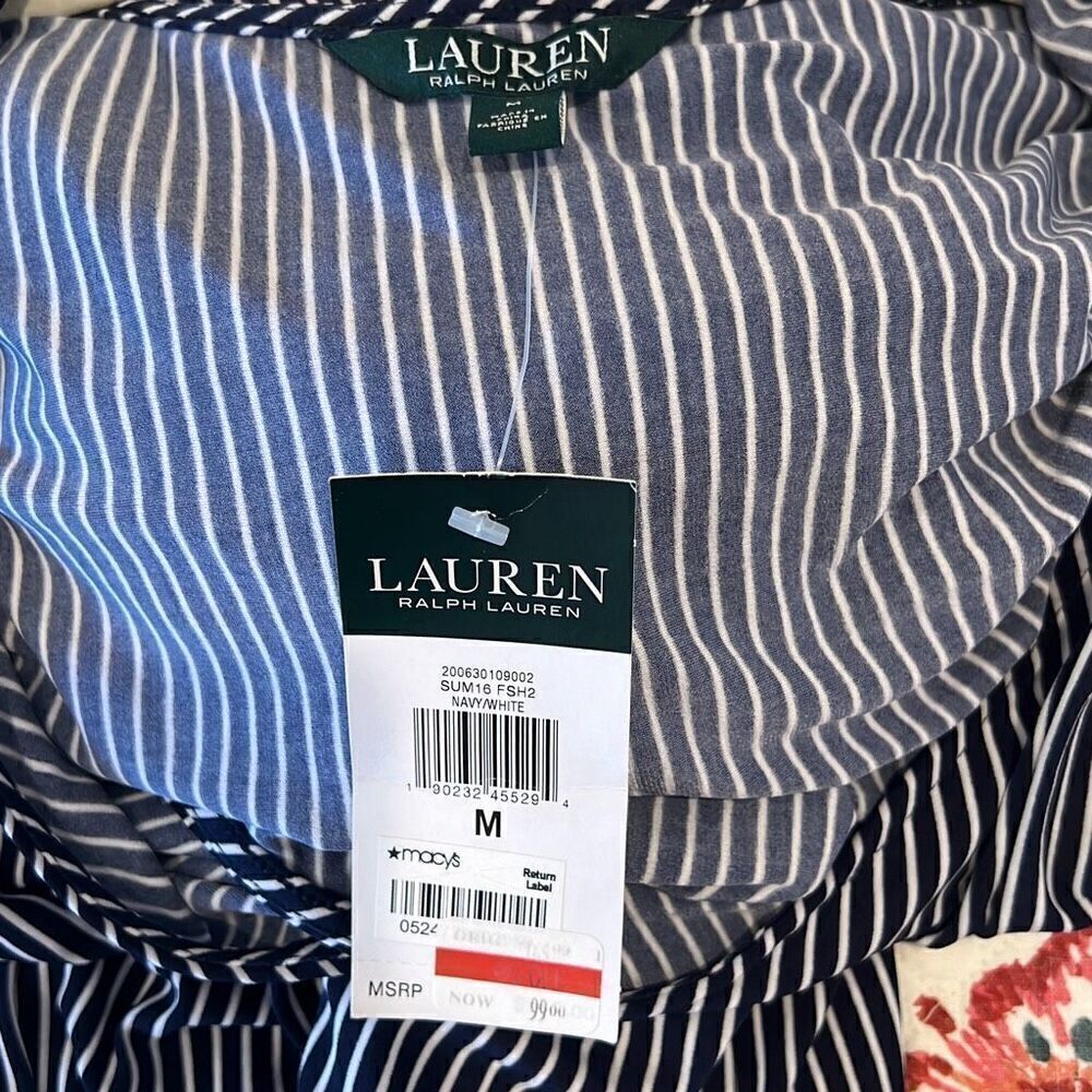 Lauren Ralph Lauren Navy & White striped jumpsuit sz.M NWT - Picture 3 of 3